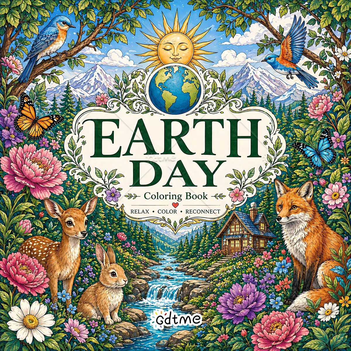 

Earth Day Coloring Book For Adults And Teen Featuring Cute Cozy Daily Activities For Relaxation (Cozy Spaces Coloring)