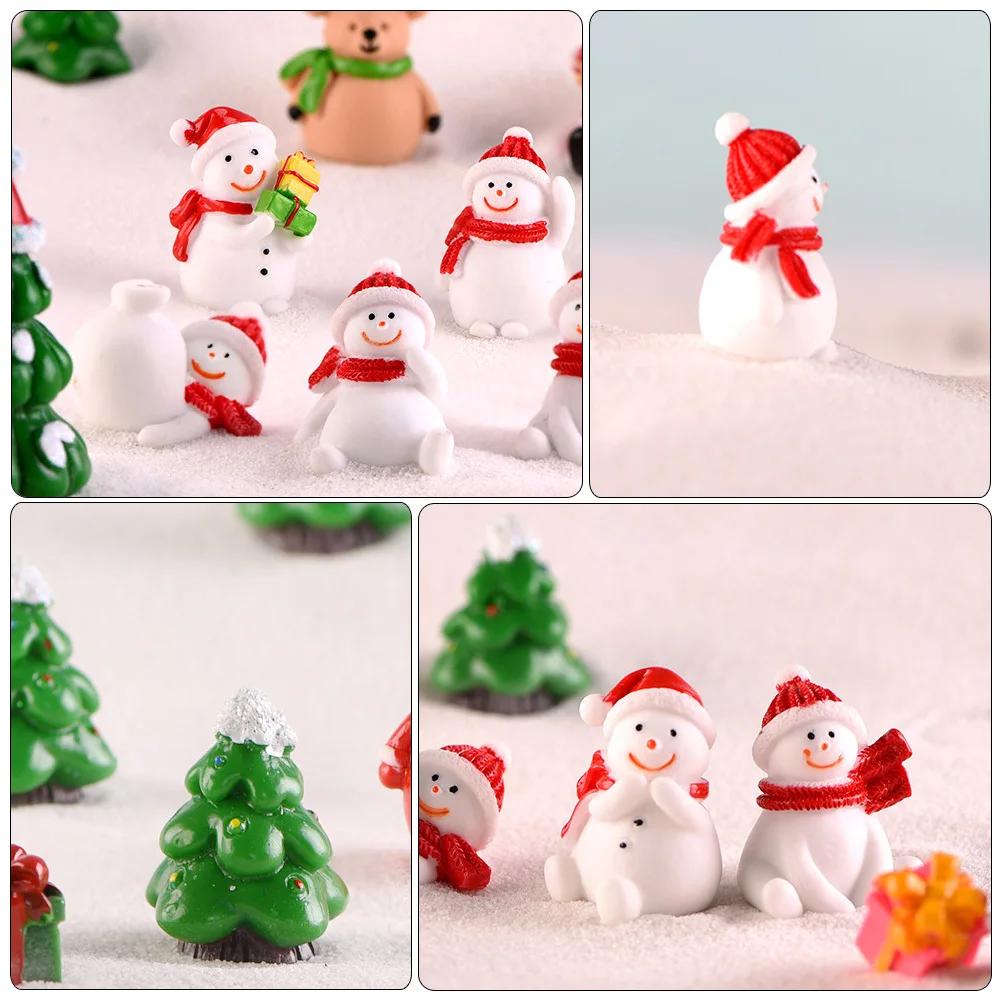 

10pcs Snowman Landscape Resin Ornament Desktop Decoration Resin Christmas Mini Craft Party Diy Decor
