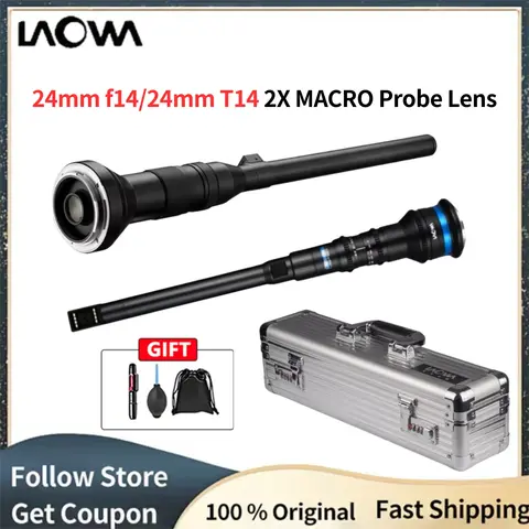 Laowa 24mm F14 2X Macro Probe Lens 24mm T14-40 2X PeriProbe Cine Lens for Sony E for Canon EF/ Nikon Z/F ARRI PL for Pentax K