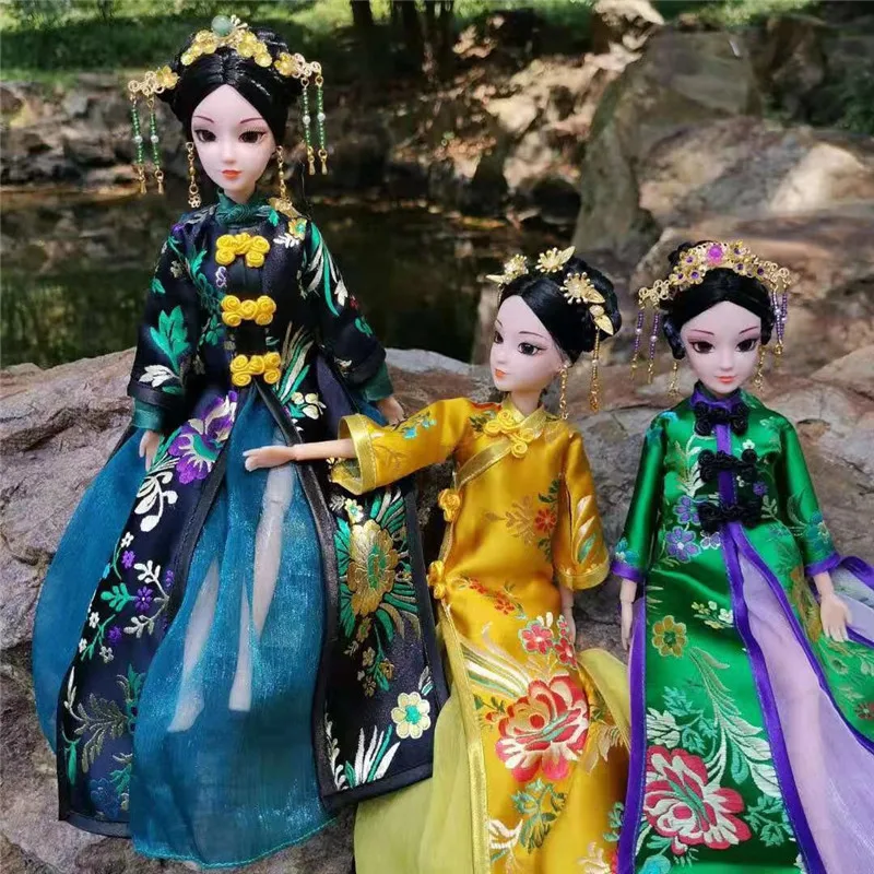 30cm Chinese Doll with Ancient Traditional Clothes Headdress Qing Dynasty Empress Princess Doll TV Character Dolls Toys for Girl