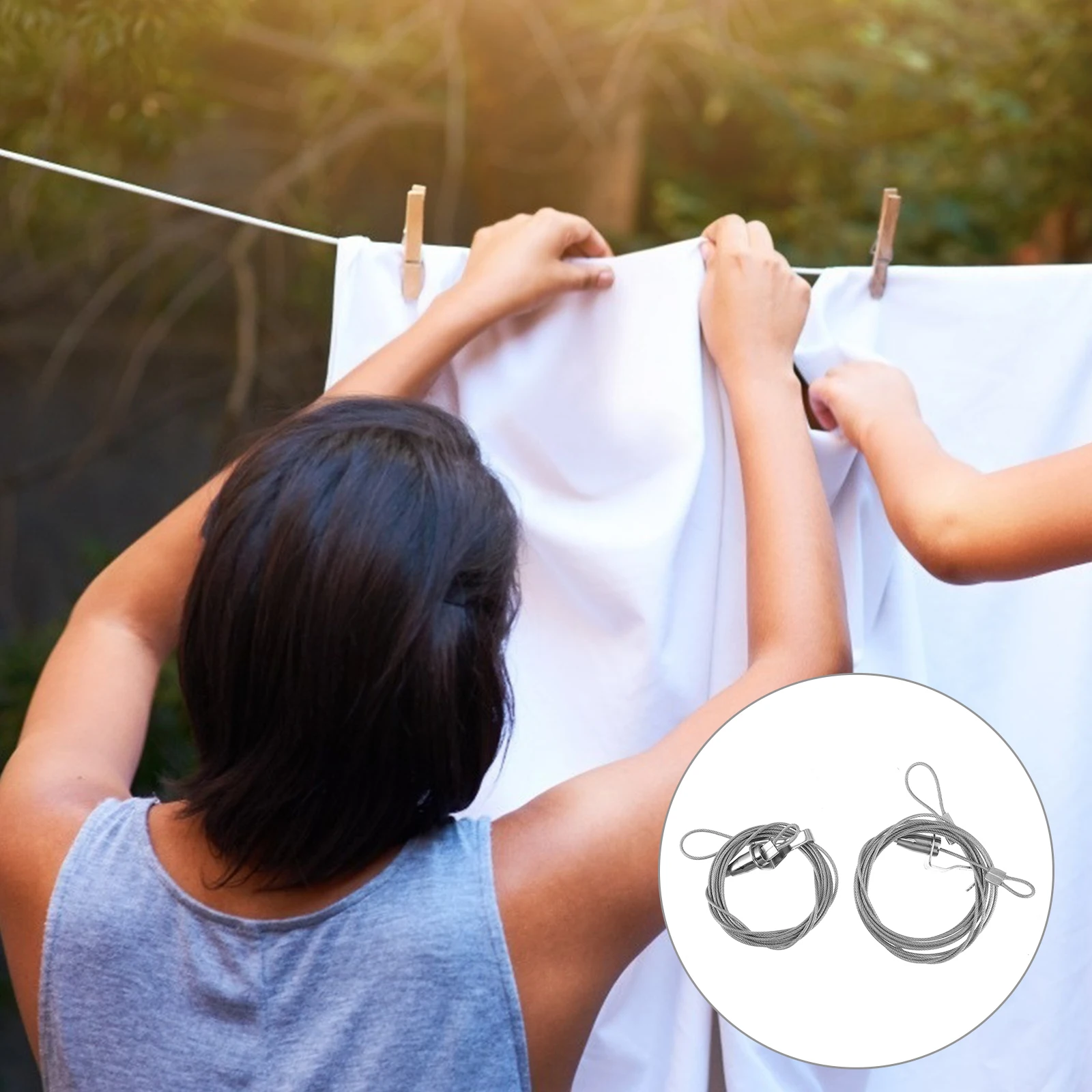 

2pcs Bed Hanging Ropes 2 Curtain Steel Rope 4m Steel Wire No Hole Stainless Rope Bedroom Balcony Hardware