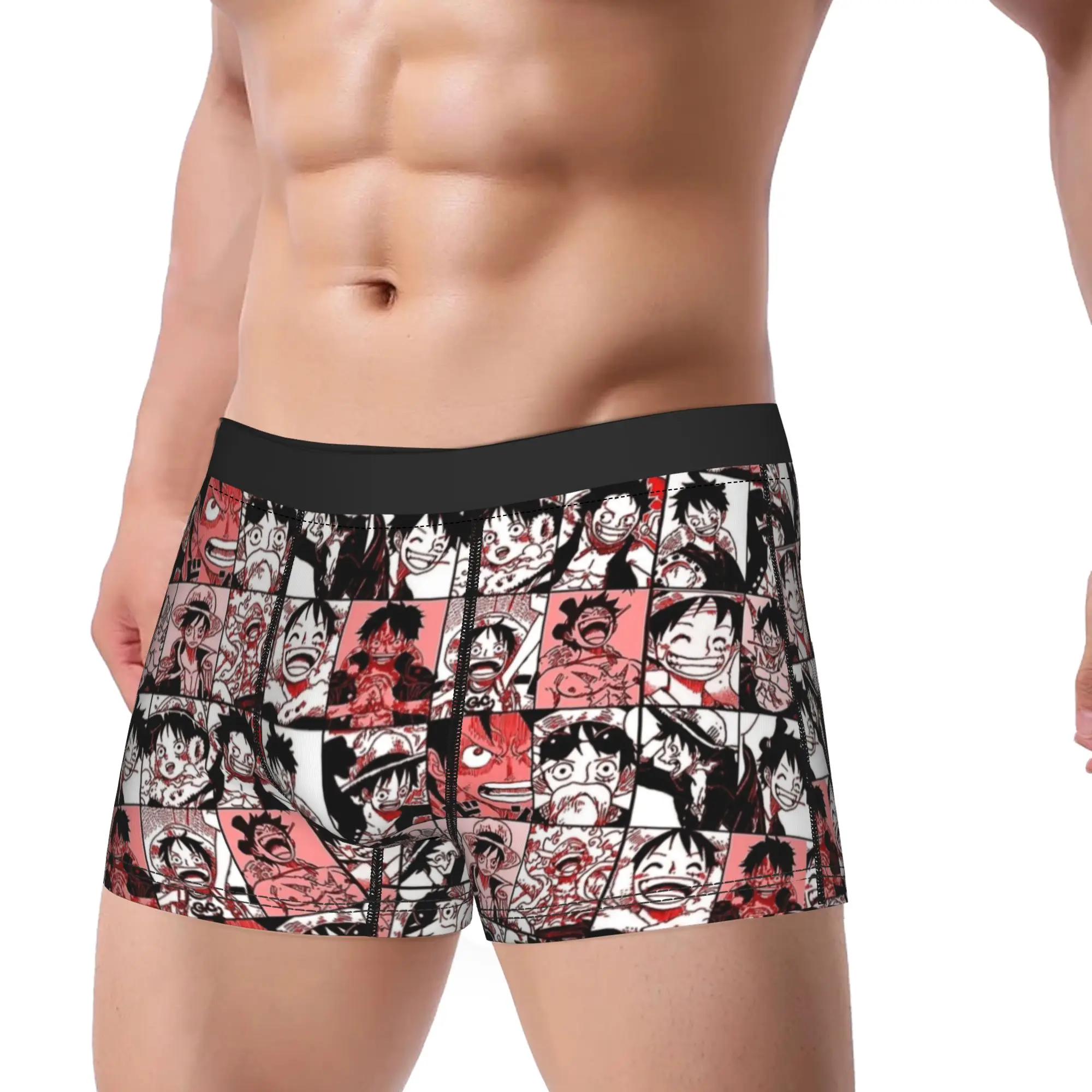 Men Japanese Anime Underwear One Piece Pieces Japan Manga Funny Boxer Briefs Shorts Panties Homme Breathable Underpants M-XXL