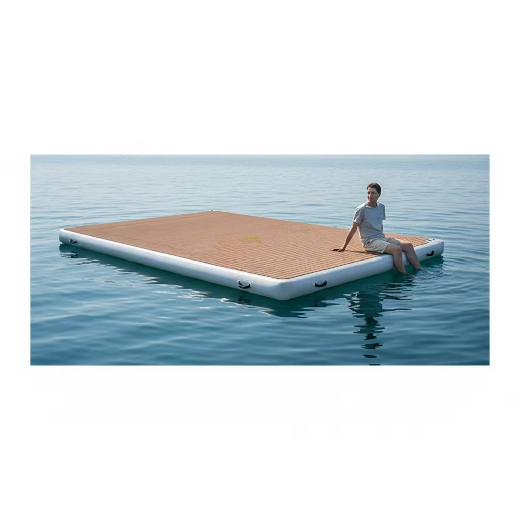 Drop Pin Inflatable Floating Yacht Marina Motorboat Floating Bridge Deck Platform Vinyl PVC Outdoor