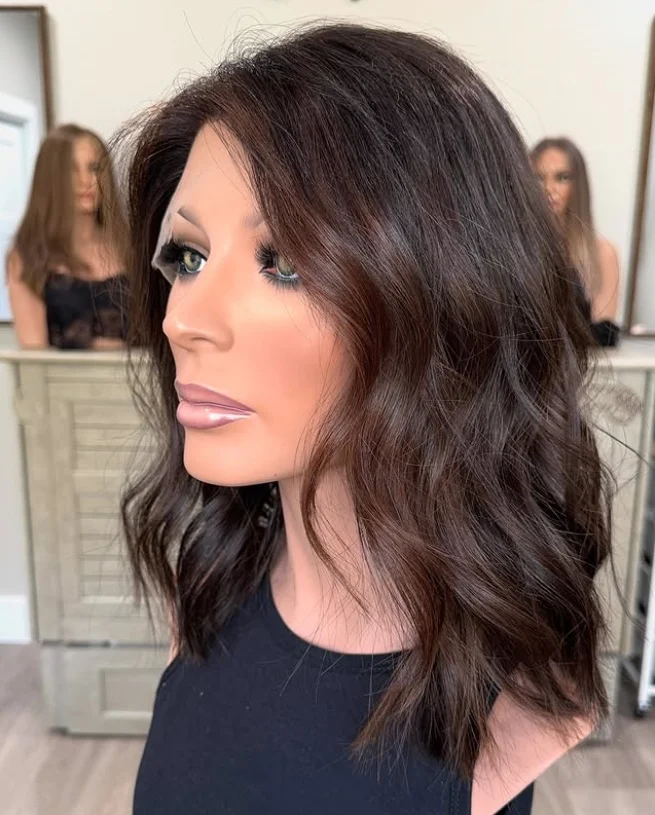 

Shoulder Long Wavy Dark Brown Wig with Soft Synthetic Water Wave Cosplay Daily Wigs for Women Wavy Heat Resistant Natural Hair