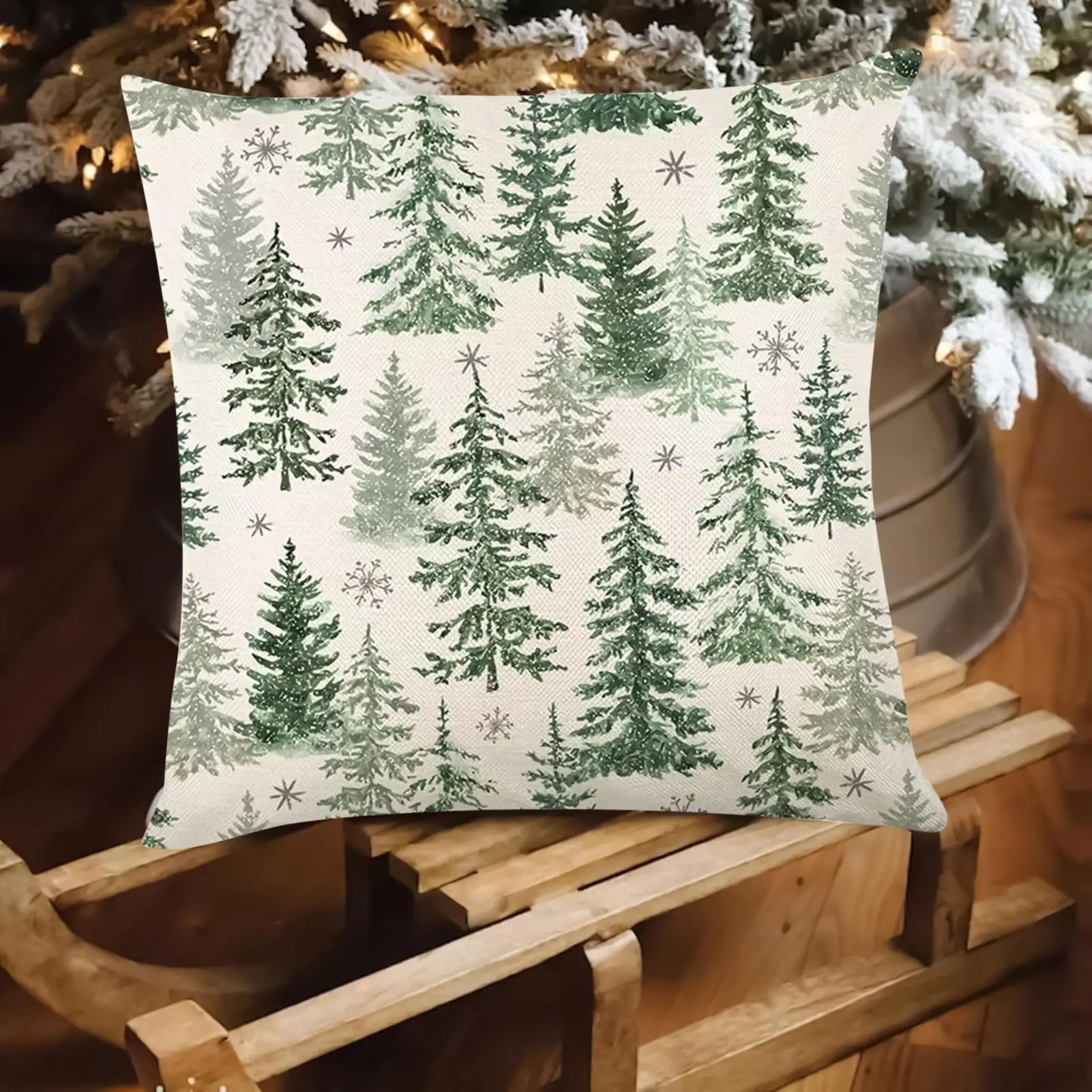 2025 Christmas Tree pattern pillowcase 45x45cm winter snowflake-themed Merry Christmas Couch Pillow Case for Coffee Shop Living