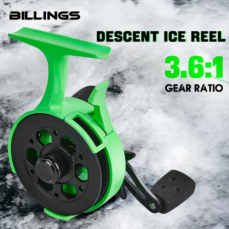 BILLINGS Eisangelrolle 3+1 Baitcasting Schnellverschluss-Rolle Metall/Kunststoff-Spule Ultra-Glatte Winterrolle