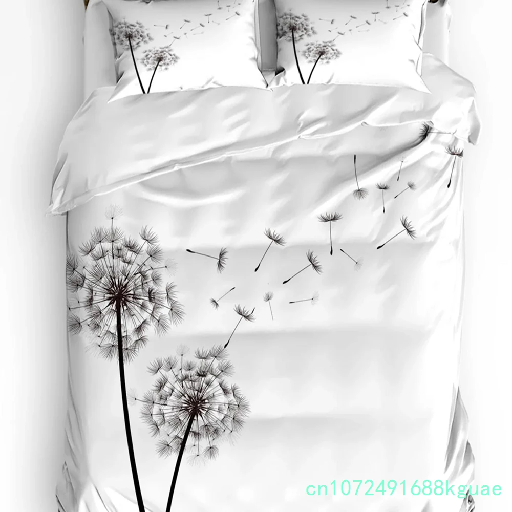 Black And White Dandelion Plant Duvet Cover 3pcs Bedding Set Home Textile Quilt Cover Pillowcases Bedroom Bedding Set No Sheet