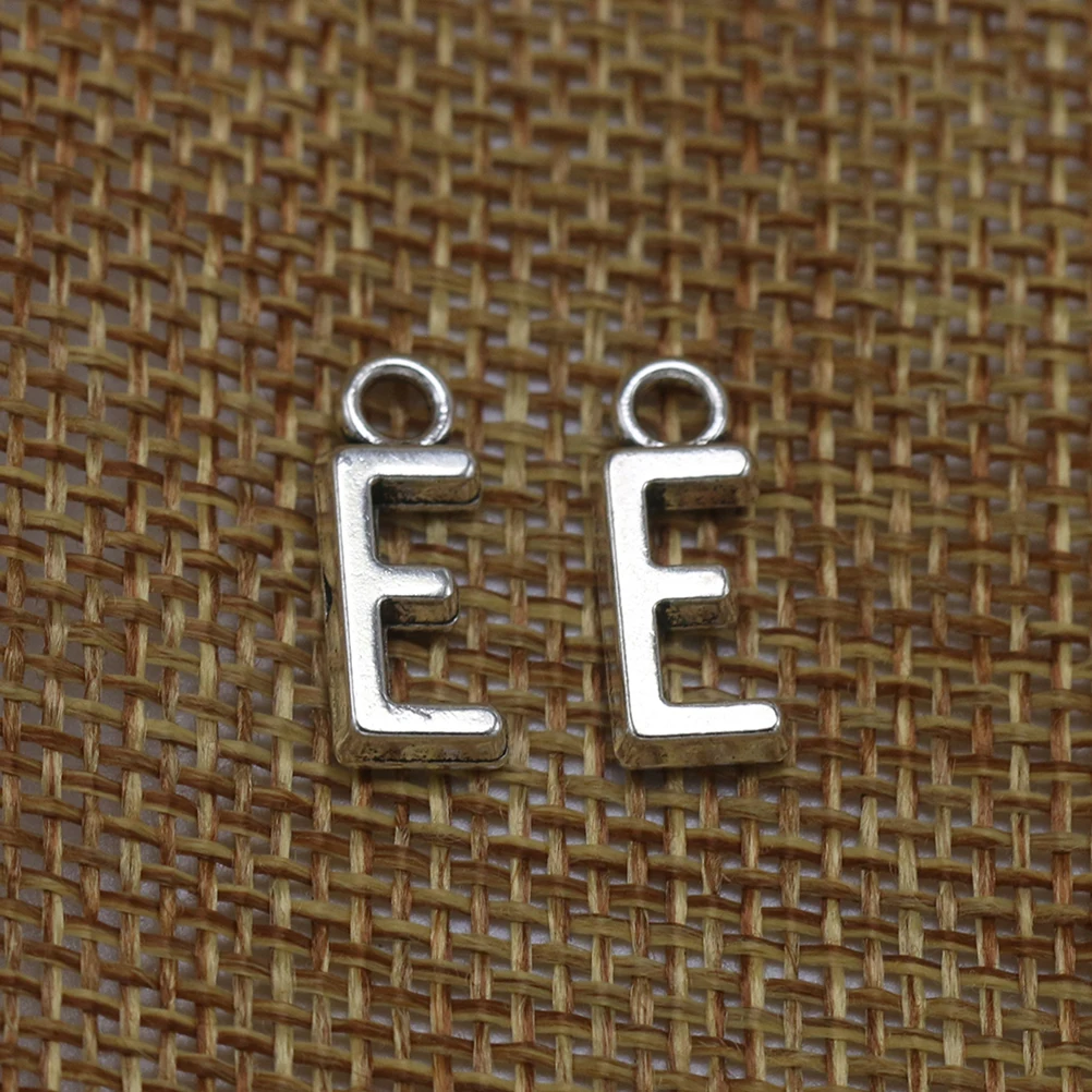 

50Pcs Alloy English E Letter Pendant Diy Jewelry Making Supplies Antique Silver For Necklace Bracelet Accessories