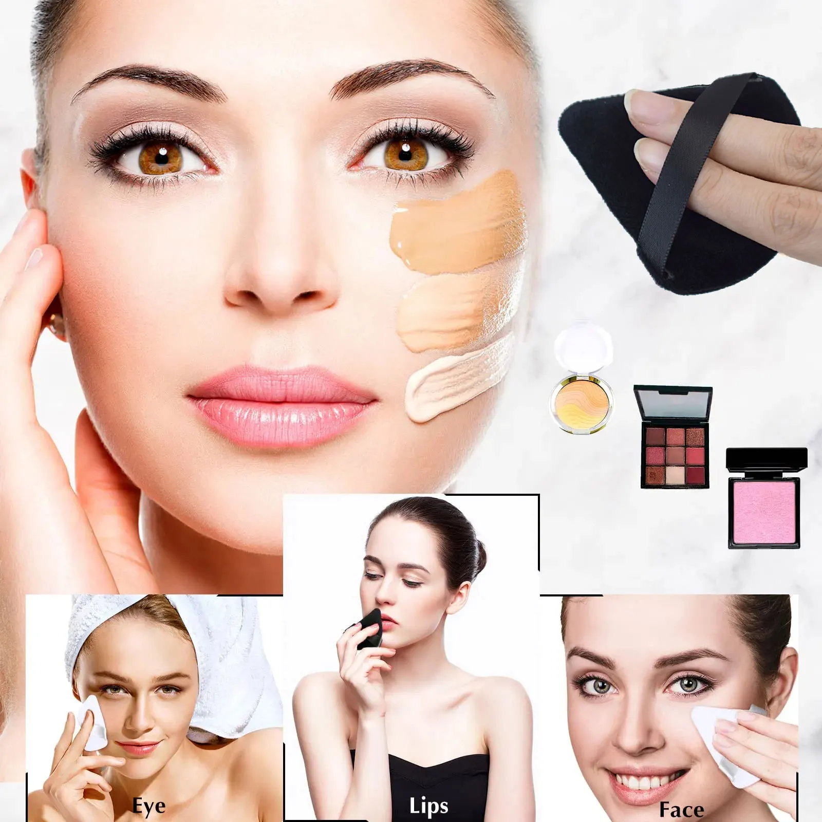 10/20pcs Dreieck Samt Puder quaste Pizza Mehl Mini Gesicht Make-up Schwamm Kosmetik wasch bar leichtes Make-up-Tool