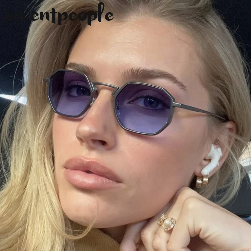 男性と女性のためのクラシックな小さなフレームのパンクポリゴンサングラス,高級ブランド,ヴィンテージ,スチームパンク,スクエア,トレンディ,uv400,2022