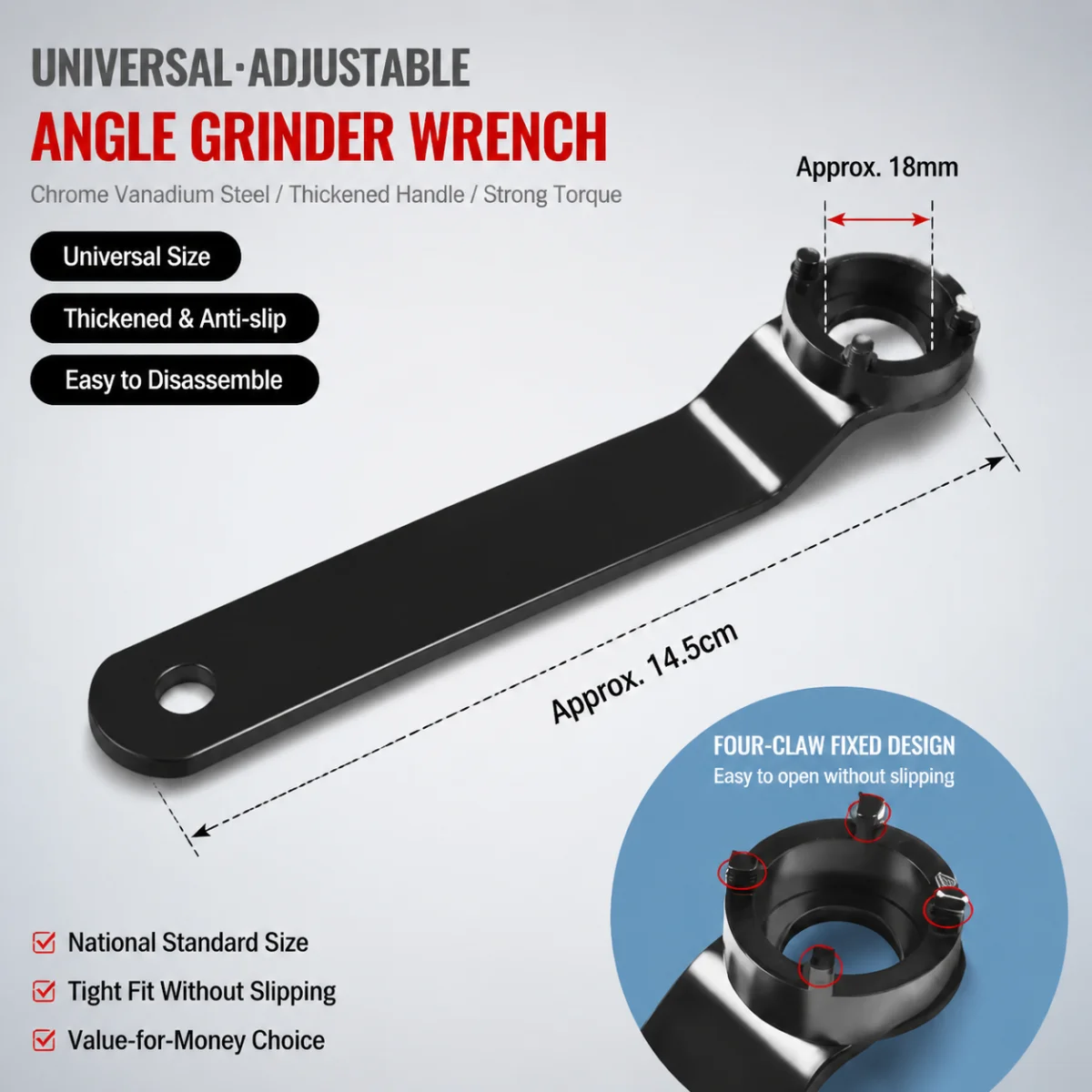 Hardness Tool For Four-claw Angle Grinder Thickened Plate Angle Grinder Hand Adjustment Wrench Accessories Removal Wrench