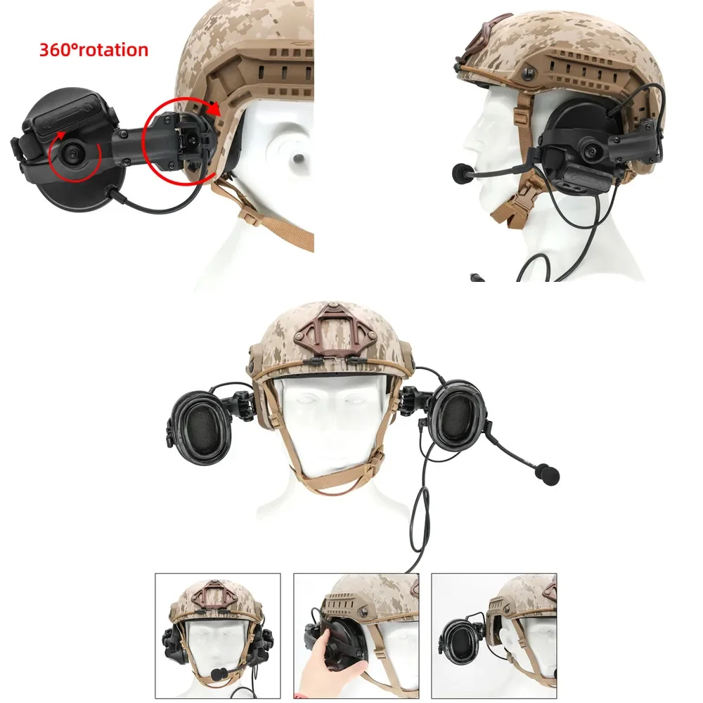 Imagem -03 - Tac-sky Comtac Iii Capacete Rápido Arco Pista Suporte Edição Silicone Earmuffs Captadores de Redução de Ruído Tático Comtac Fones de Ouvido