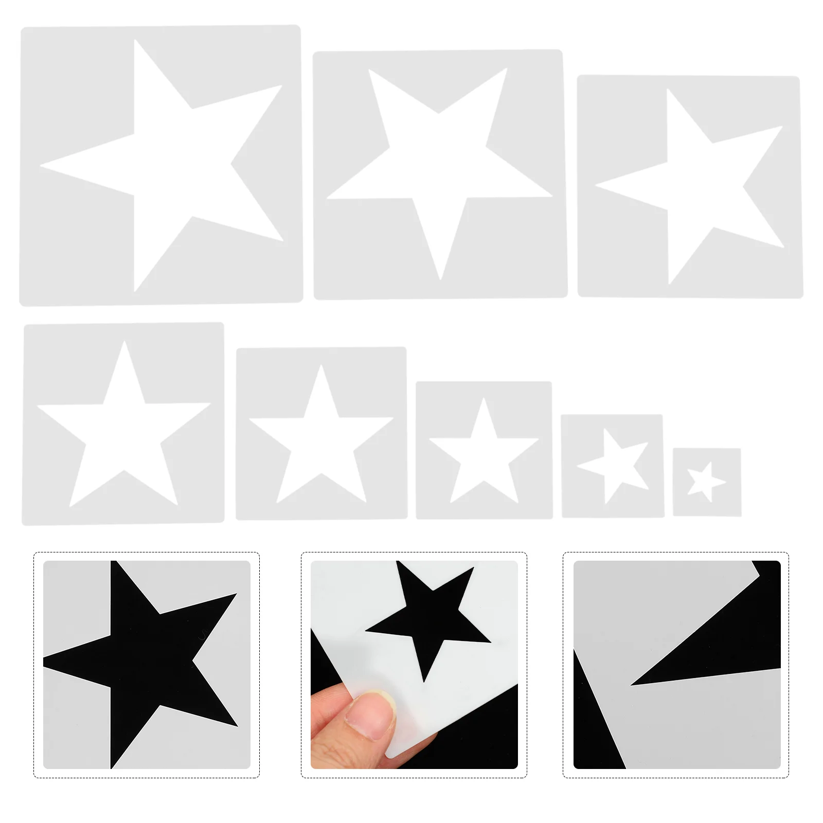 

8 Pcs Painting Template Reusable Christmas Stencil Sticky Mirror Tiles Stencils for Kids Paints Star DIY Multifunction Child