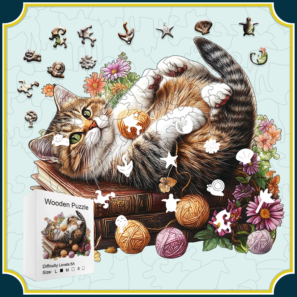 

Festival Gift Special: Moonlit Cat Wooden Jigsaw Puzzle - Modern Home Decor Art with 3D Irregular Shape, Challenging Brain Game
