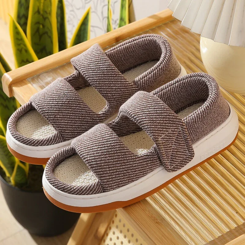 Summer home slippers thick-soled sandals double straps wide sandals do not slip comfortable walking sandals for men and women - Image 6