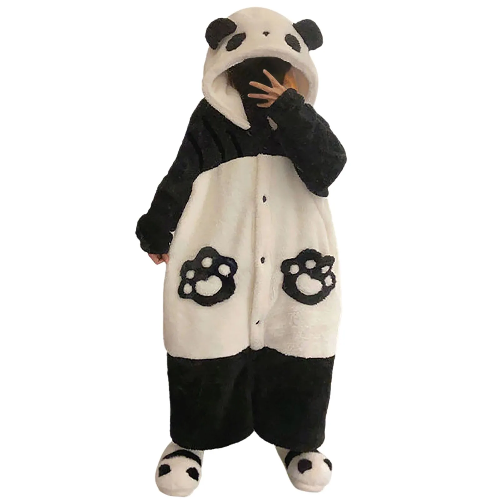 Panda Robes Costumes Adult Panda Cosplay Costume Robes Kigurumi Onesie Anime Nightgown Halloween Pajamas Animal Sleepwear