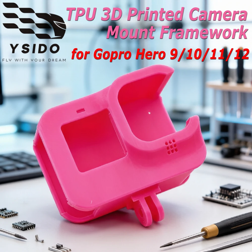 YSIDO Soporte de Cámara Ajustable Impreso en 3D de TPU para Cámaras GoPro Hero 9/10/11/12, Piezas para Drones de Carreras FPV y Drones Freestyle