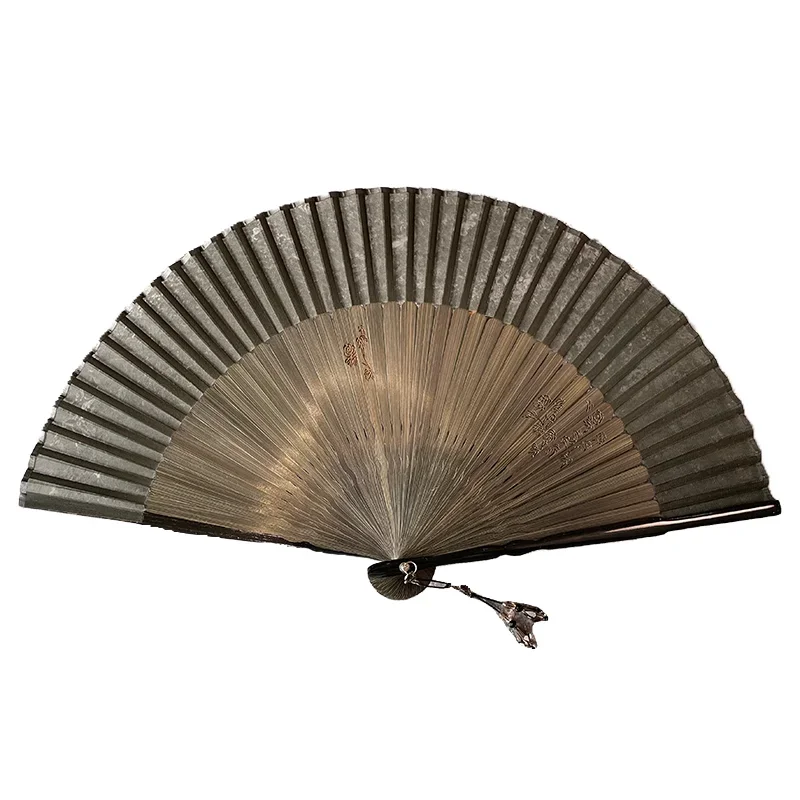 Elegant Retro Folding Fan Exquisite Carved Solid Color Fan Hand Translucent Hanfu Cheongsam Decorative Ventilador Dance Abanico