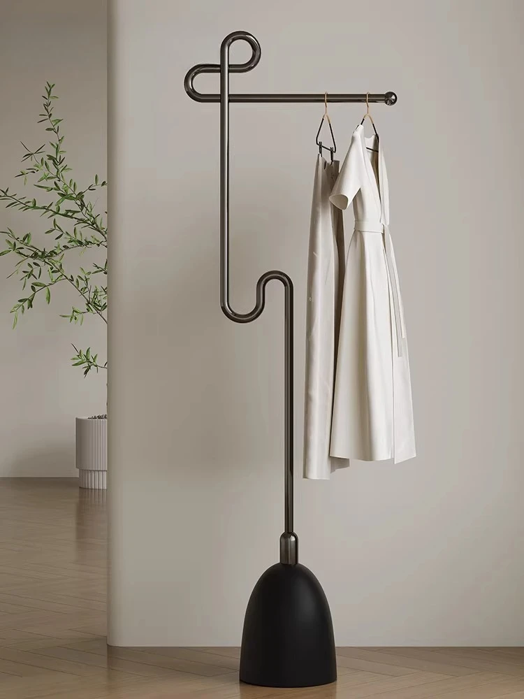 

Italian minimalist coat rack light luxury stainless steel solid wood paint modern