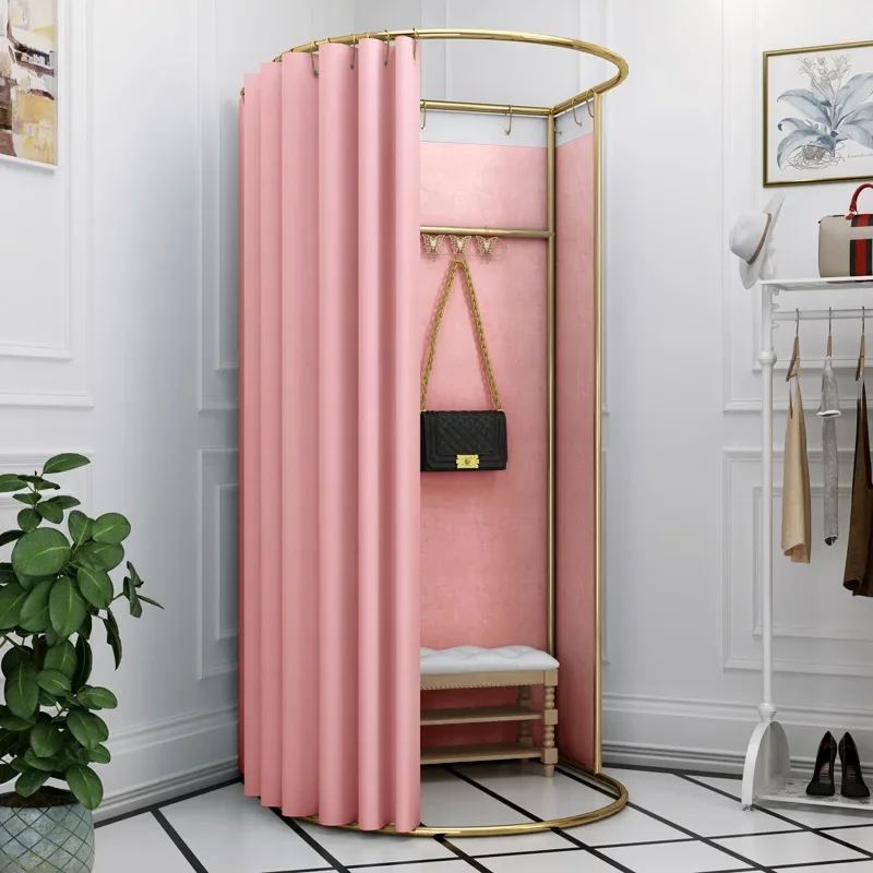 Modern minimalist wrought iron mobile fitting room, temporary changing room, shopping mall, clothing store, portable