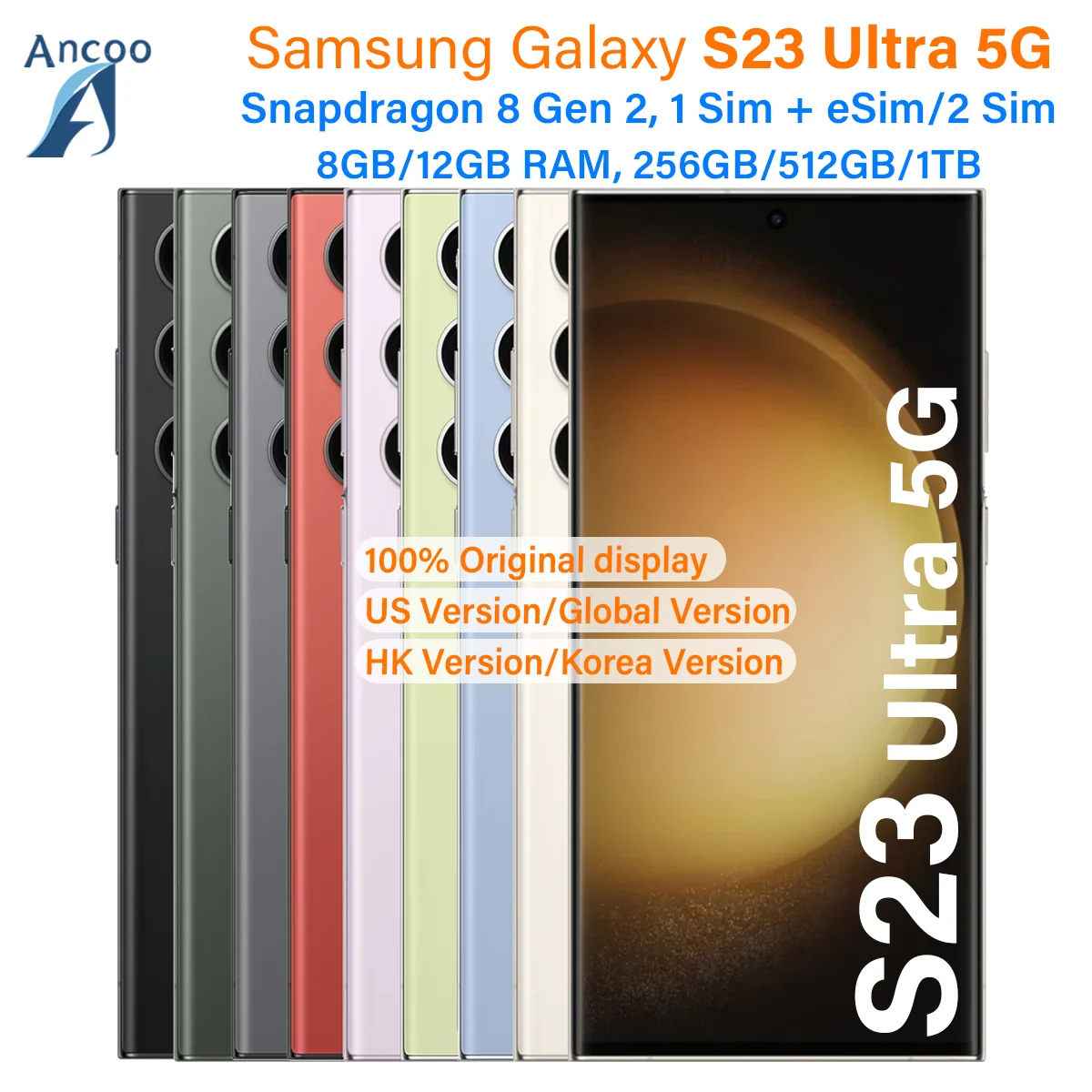 Samsung Galaxy S23 Ultra 5G S918U1 S9180 S918B S918N 256/512GB Snapdragon8 Gen 2 Octa Core 6.8