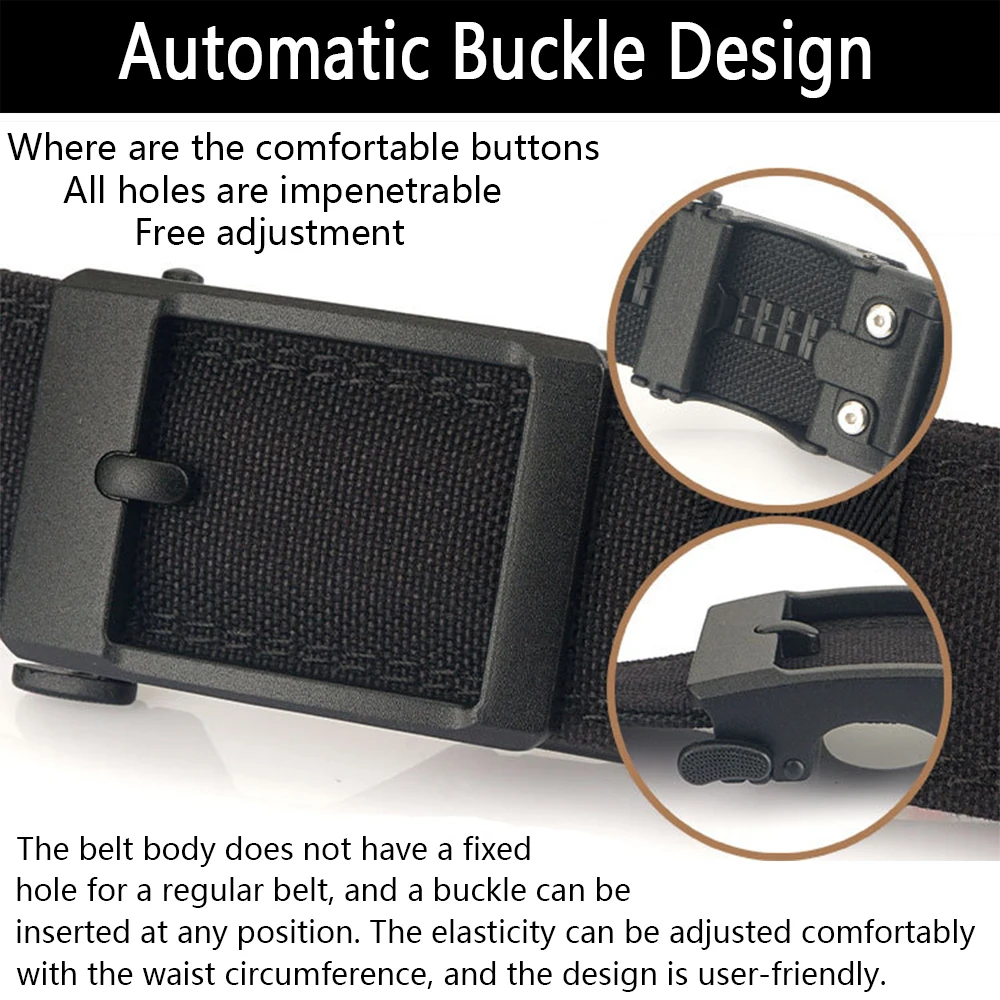 TUSHI Tactical Belt Metal Automatic Buckle Military Belt Gun Belt Army Thick Nylon IPSC Waistband For Secretly Carried Girdle