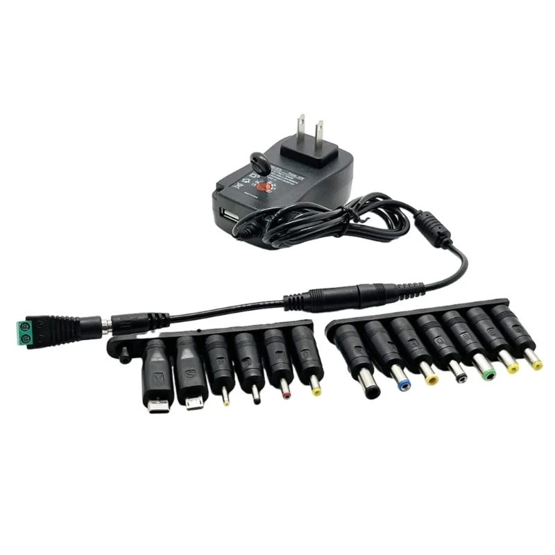L4MD Upgraded 30W 3-12V Power 14PCS Connectors Included for Various Electronics Adapter