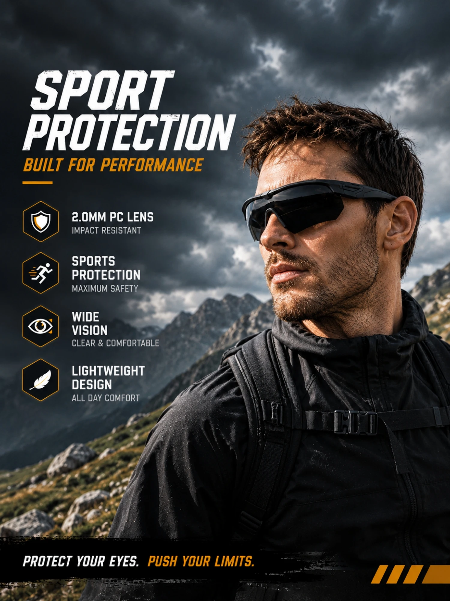 AliExpress NONE 3 Lens Sports Sunglasses UV400 Cycling Glasses Safety Protective Eyewear Windproof Dustproof for Cycling Running Fishing Driving
