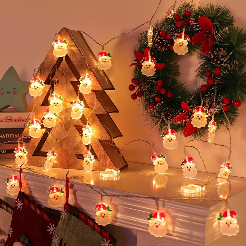 2M 10LED Christmas Tree LED String Light  Xmas Hanging Lamp Fairy Light Garland Home Decoration Ornament 2024 New Year Gifts
