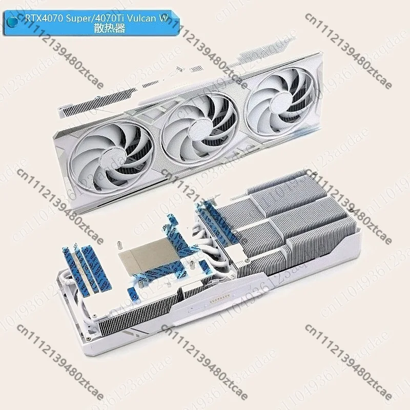 White Graphics Card Cooler Radiator for RTX 4070 Super / 4070Ti Vulcan W / 4080 / 4080 Super, Replacement Cooling Assembly