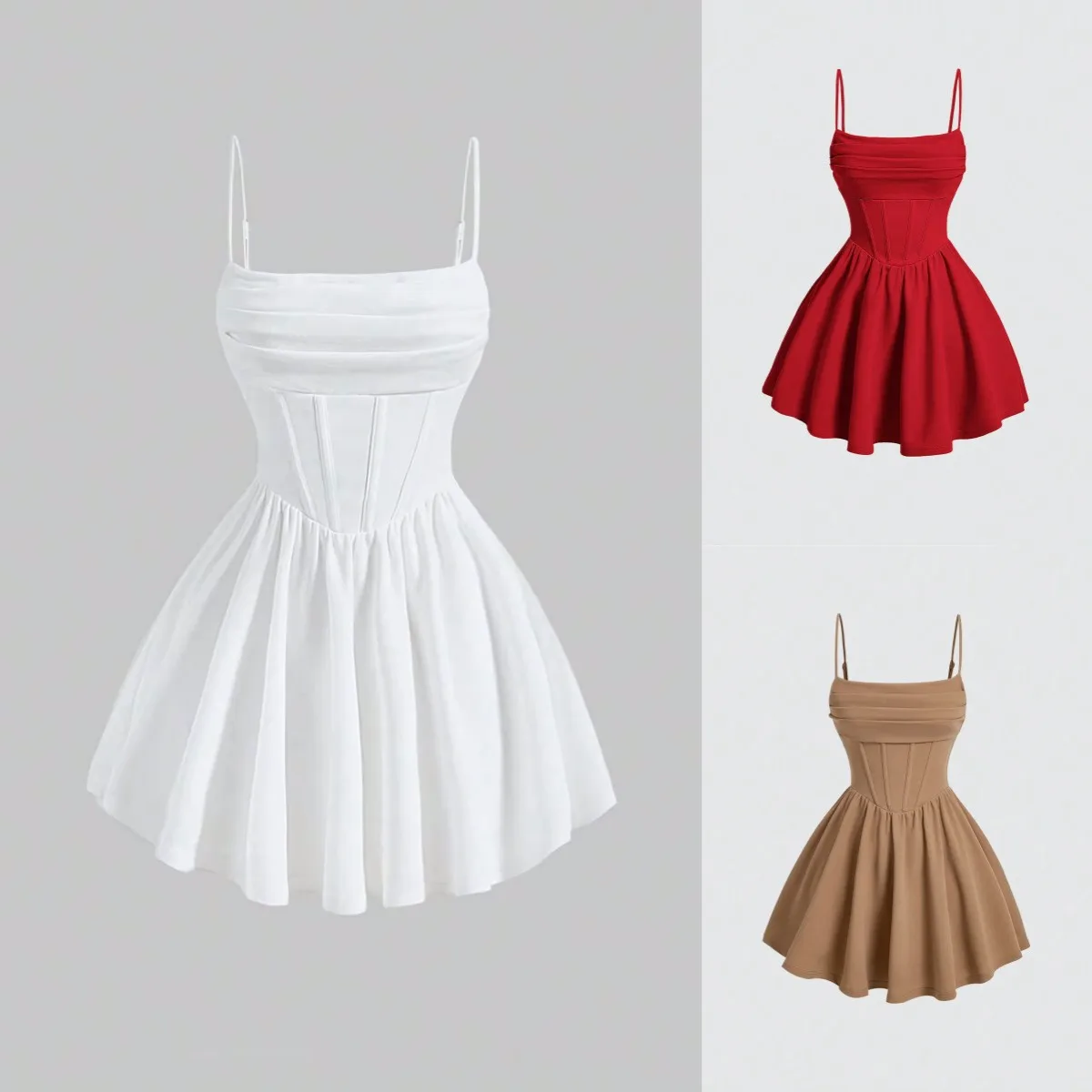 

Summer Women's Clothing Strapless Solid Ruched Back Zipper Dress For Chiffon Polyester Midi Elegant Party Evening Wear
