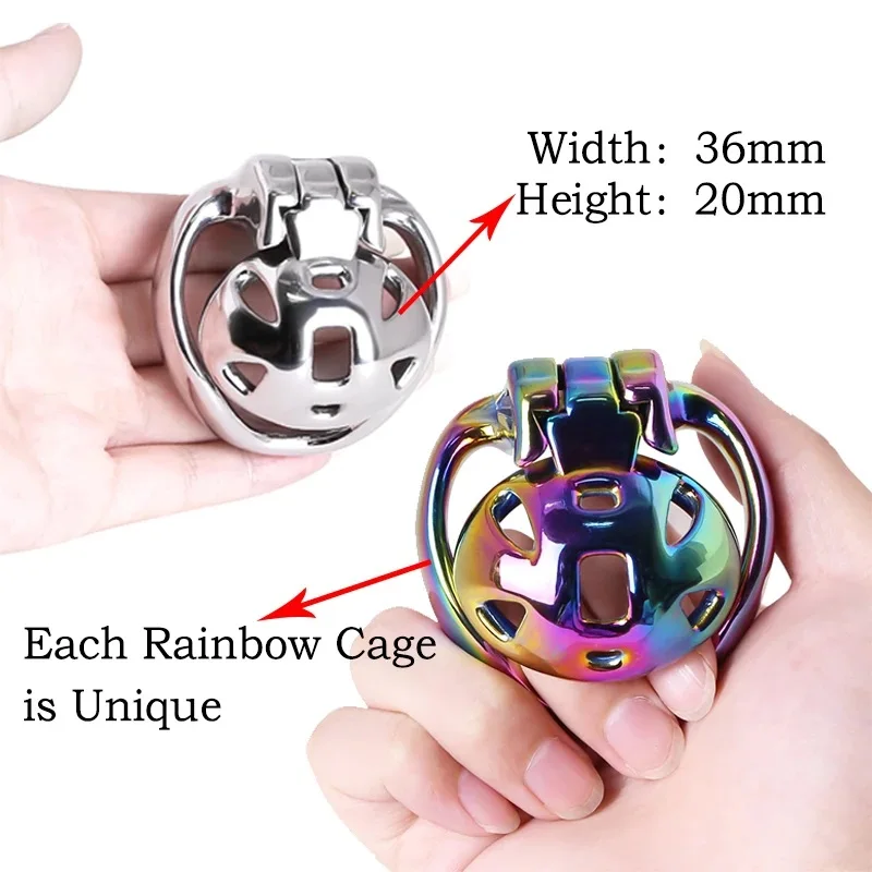 Super Small 3 Color Male Chastity Cage Stainless Steel Lockable Penis Ring Cock Cage Metal Chastity Belt Adults Sex Toys For Men