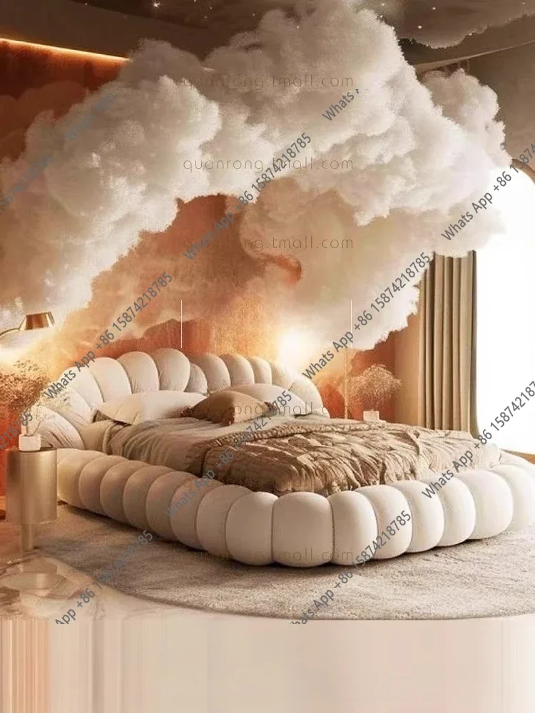 

C49 Белая кровать принцессы Cloud Bubble Bed Спальня Кремовый ветер Art 1,8 метра Двуспальная кровать Полная мебель для спальни Роскошная