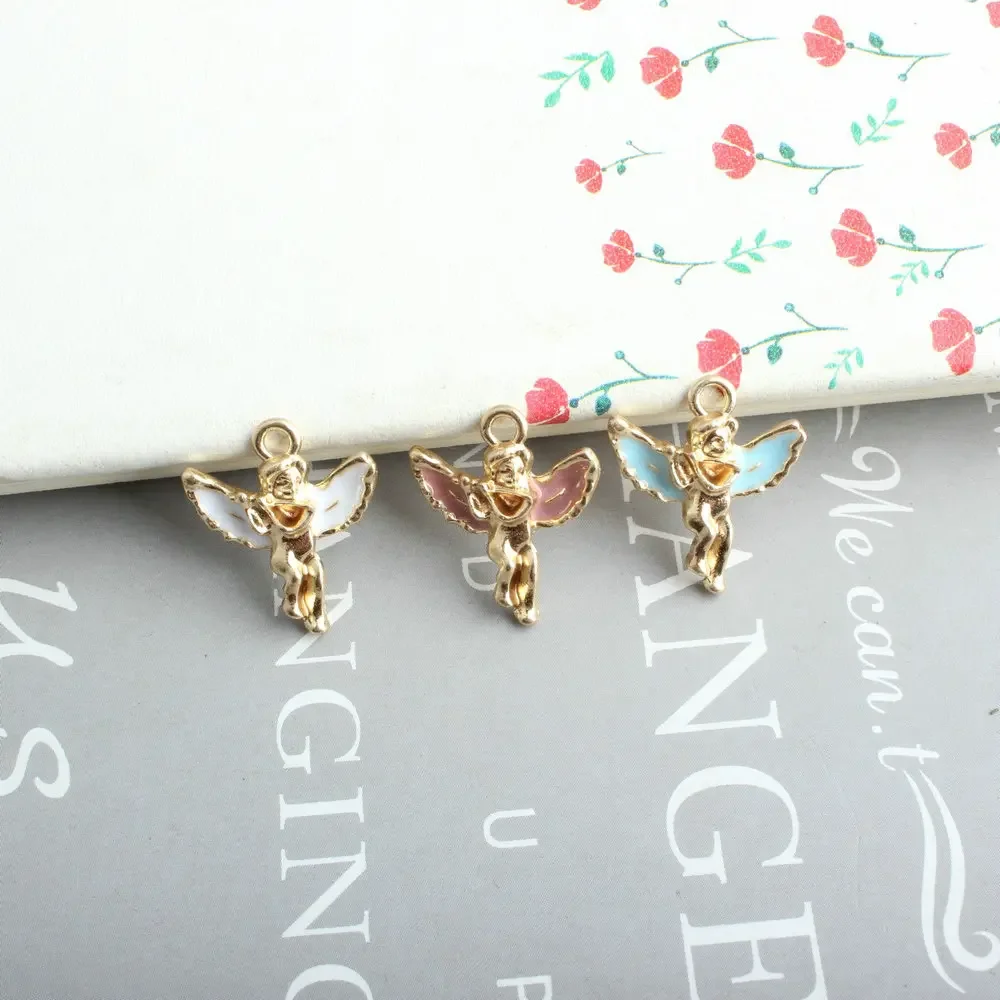 10pcs Not Cute Angel Enamel Charms Pendants Jewelry Making Handmade Craft Wholesale