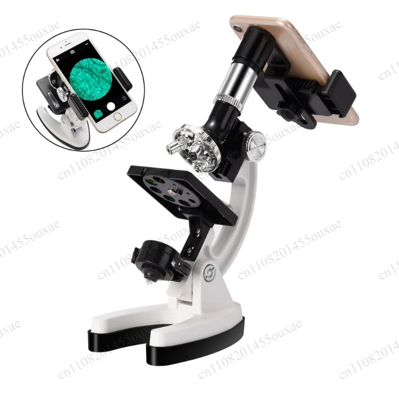Kids Beginner Microscope 100X-600X-1200X Magnification Metal Arm Base LED & Mirror Illumination With Storage Case