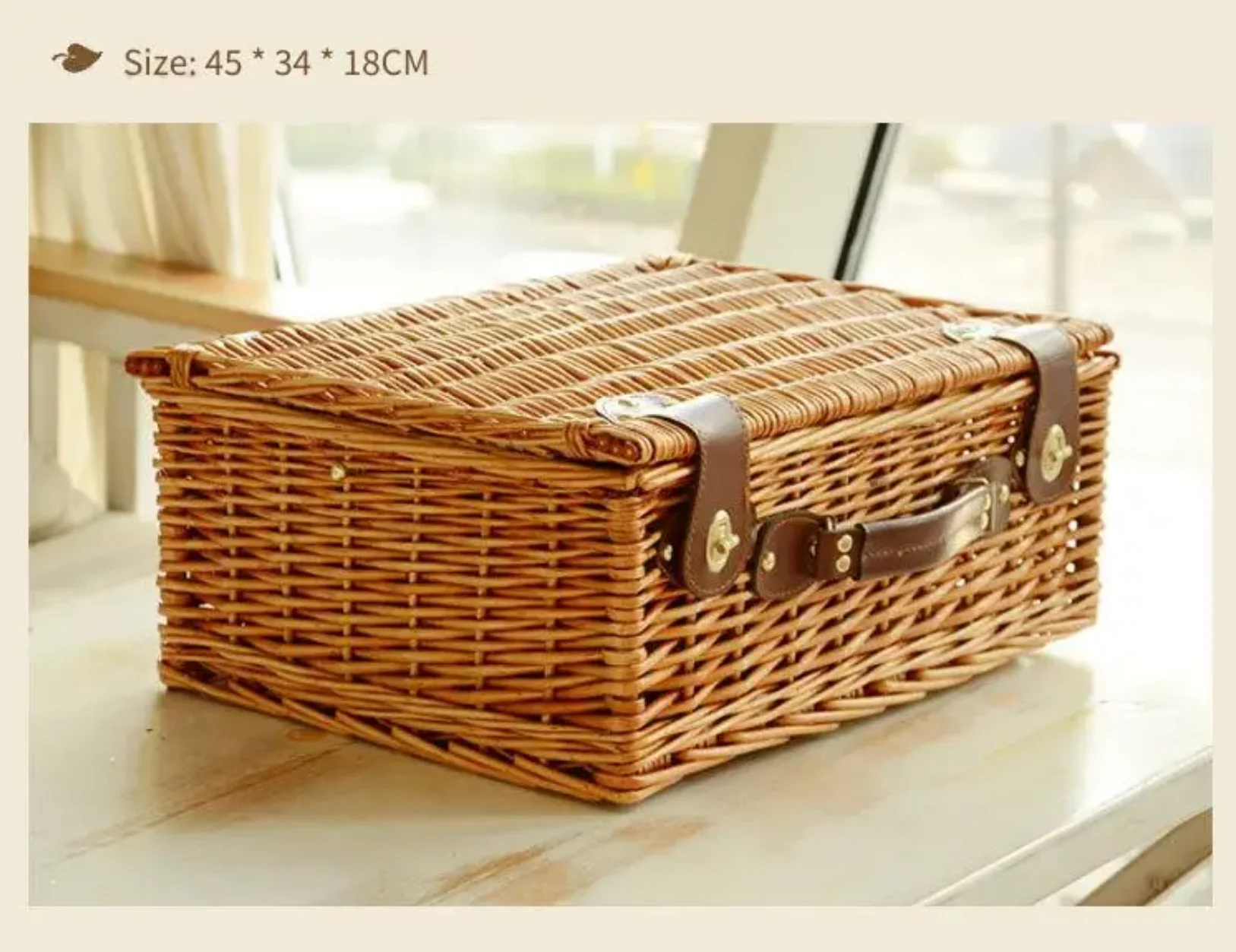 

Весенняя иваная корзина для пикника Ручная корзина для покупок Пикник Сине-розовая корзина для хранения с крышкой Плетеное изолированное отделение