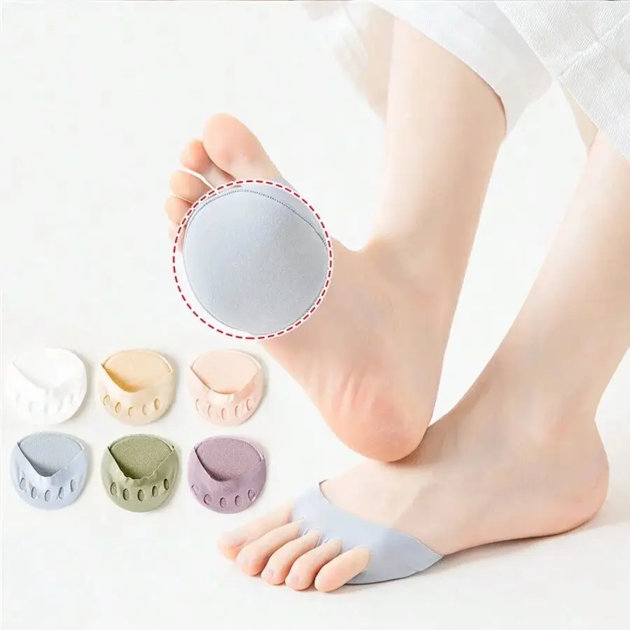 

10 Pairs Solid Color Women's High Heels Forefoot Insoles, Sweat Absorbent and Anti-slip Ice Cooling, Preferred for Summer!