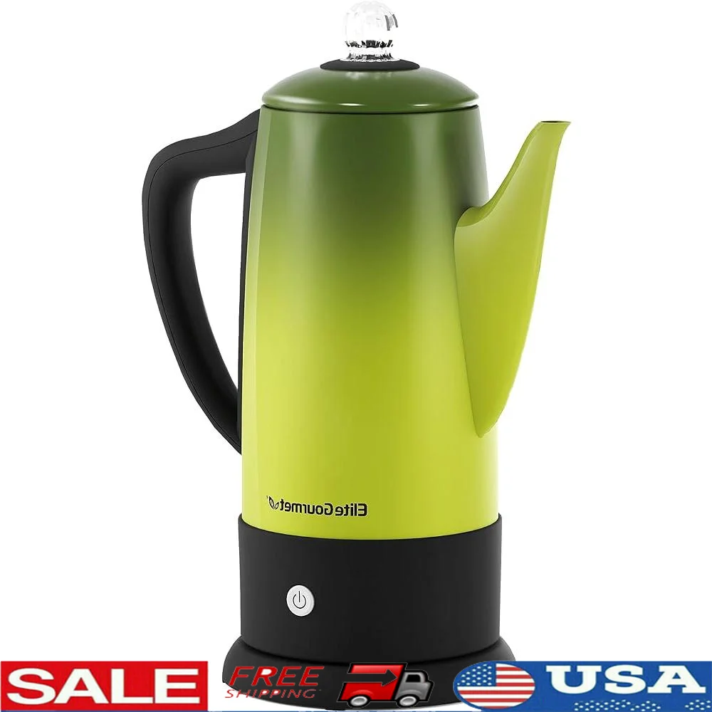 

Electric Coffee Percolator 12-Cup Clear Brew Knob Cool-Touch Handle Cordless Serve Dishwasher Safe Stainless Steel Portable