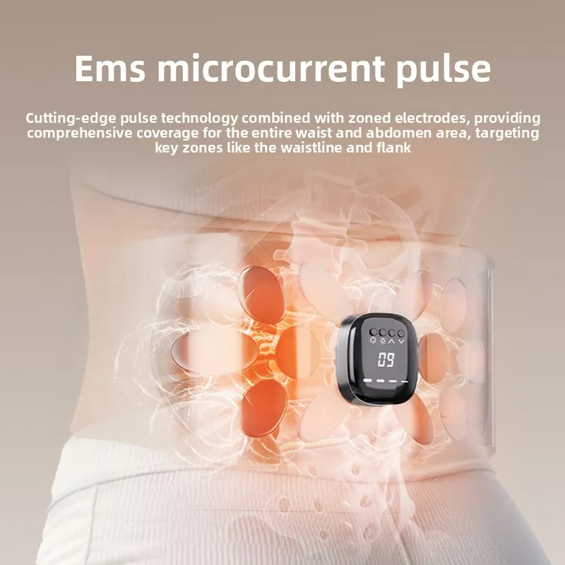 EMS Heating Pulse Waist Massager Belt, Portable Microcurrent Abdominal Shaping Fitness Sweat Tool