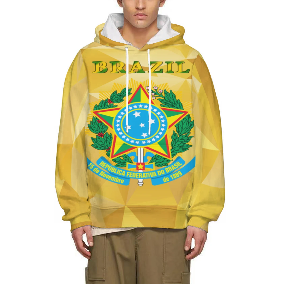 Brazil Flag Hoodies For Men 3d Print Long Sleeve Top Vintage Fashion Men's Hooded Sweaters Loose Clothing