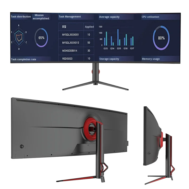 49-Inch 5K 144Hz Curved IPS LCD Desktop Monitor HDR Feature DP Interface 32:9 Aspect Ratio for Gaming Entertainment Office Use