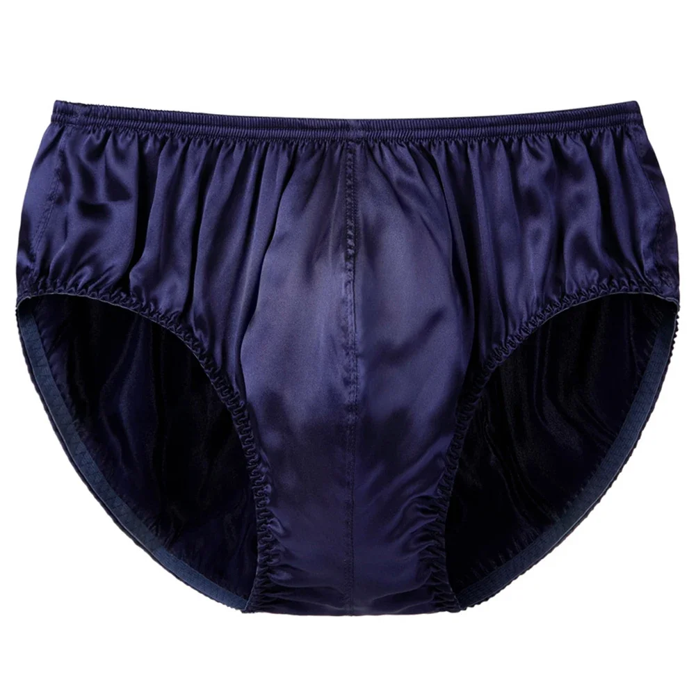 Mens Silk Underwear  Middle Waist Bikinis Glossy Bottoms Briefs Panties Lingerie U Convex Pouch Briefs Loungewear