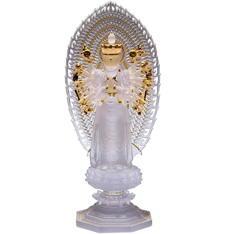 Glazed Thousand-Handed Guanyin Buddha Statue Ornament Household Dedication Guanyin Bodhisattva Living Room