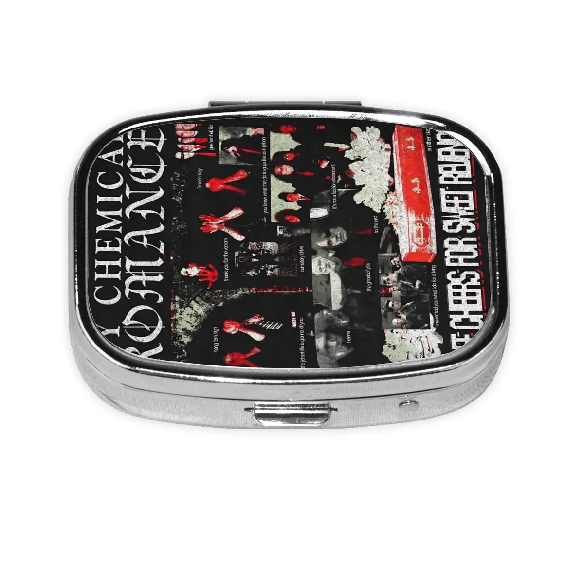 

Romances Pill Box 2 Grids Pills Dispenser Rock Band Sweet Revenge Portable Travel Medicine Storage Box Container