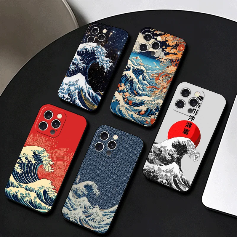 Japanese Wave Kanagawa Surfing Phone Case For iPhone 18 17 16 15 Plus 14 Pro Max 17E 16E 11 13 12 Mini XS X 7 SE Pattern Cover 1