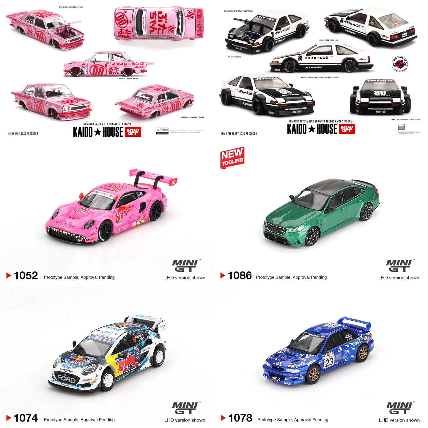 

MINIGT 1/64 Toyota AE86 BMW M5 Porsche 911 Subaru Impreza Datsun 510 Ford Alloy Diecast Car Model Boys Toy Gift Decorations