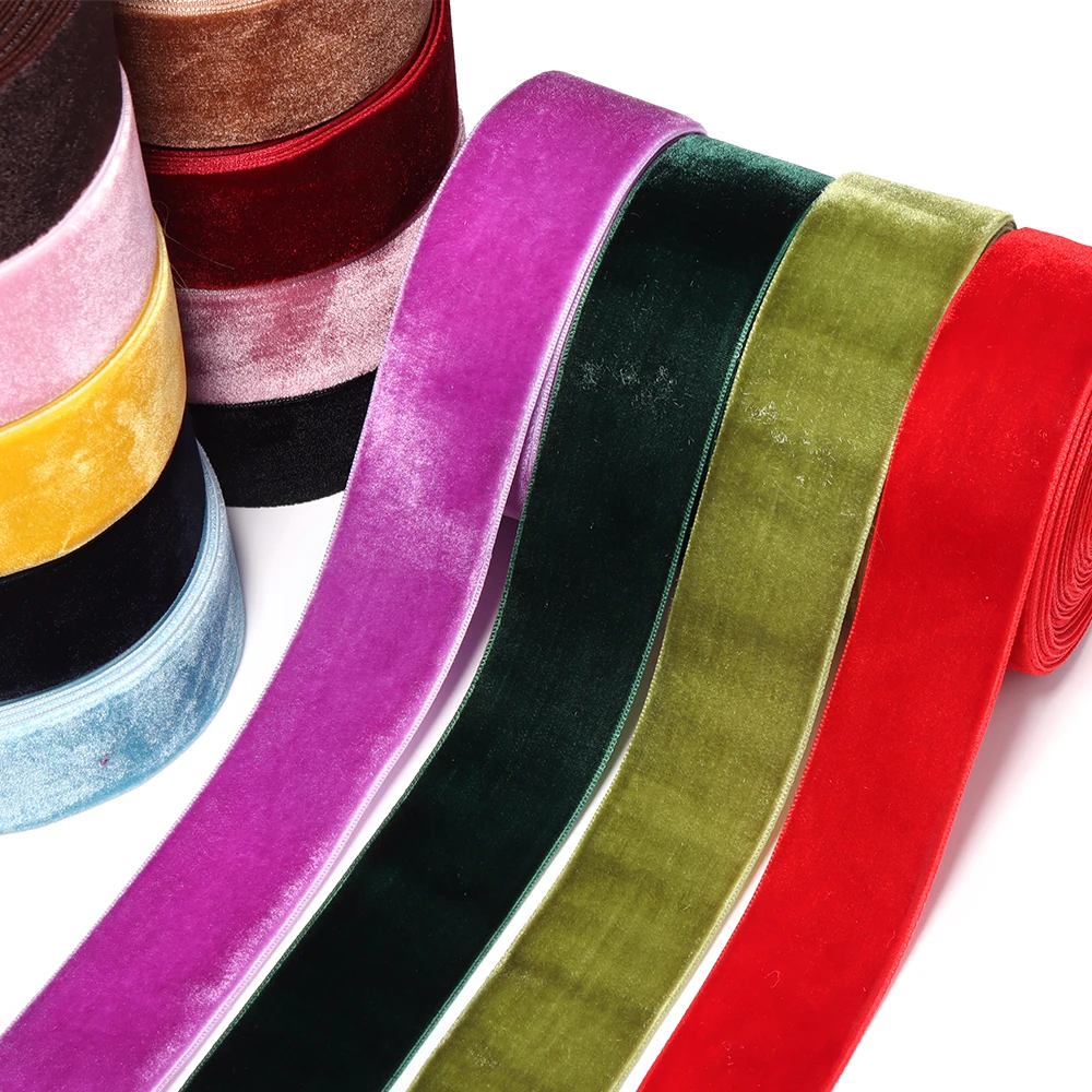 5/10 Yards 6/10/15/25/32/38mm Einseitiges Samtband für Handgemachte Schleifen, Blumensträuße, Geschenkverpackungen, DIY Weihnachts- und Partydekoration – Detail 3