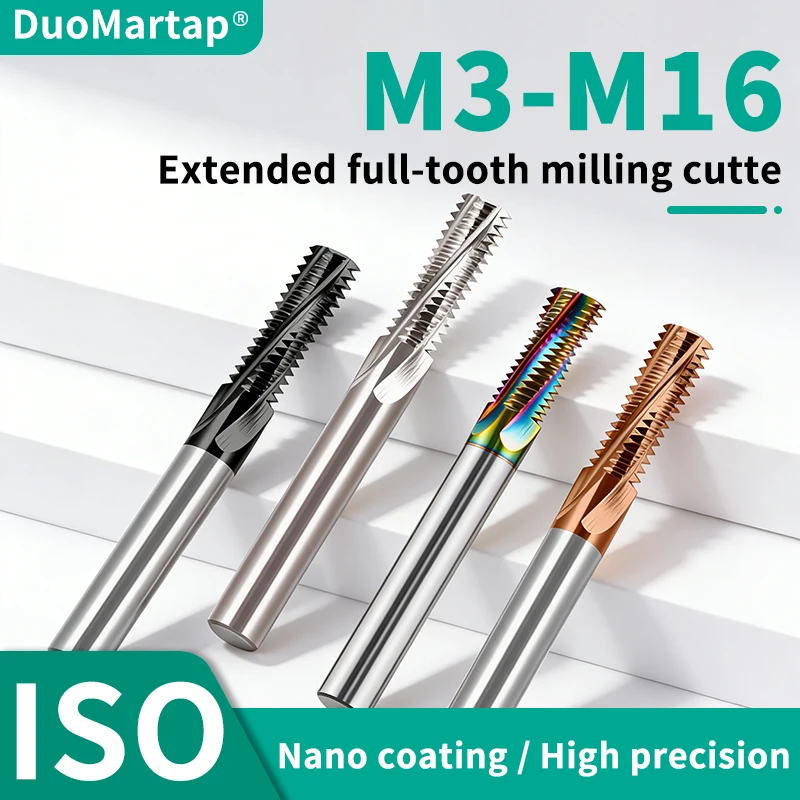 

Фреза для нарезания резьбы DUOMartap CNC из цельного твердосплава, M3-M16, с длинным хвостовиком 100 мм