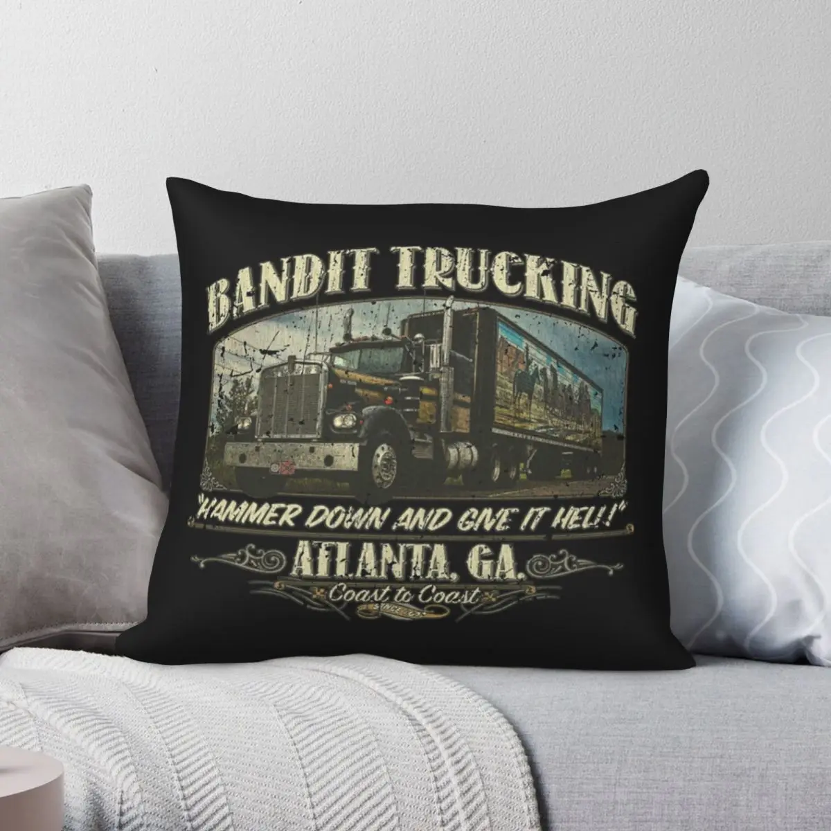 Bandit Trucking 1977 Square Pillowcase Polyester Linen Velvet Creative Zip Decor Pillow Case Room Cushion Cover 45x45