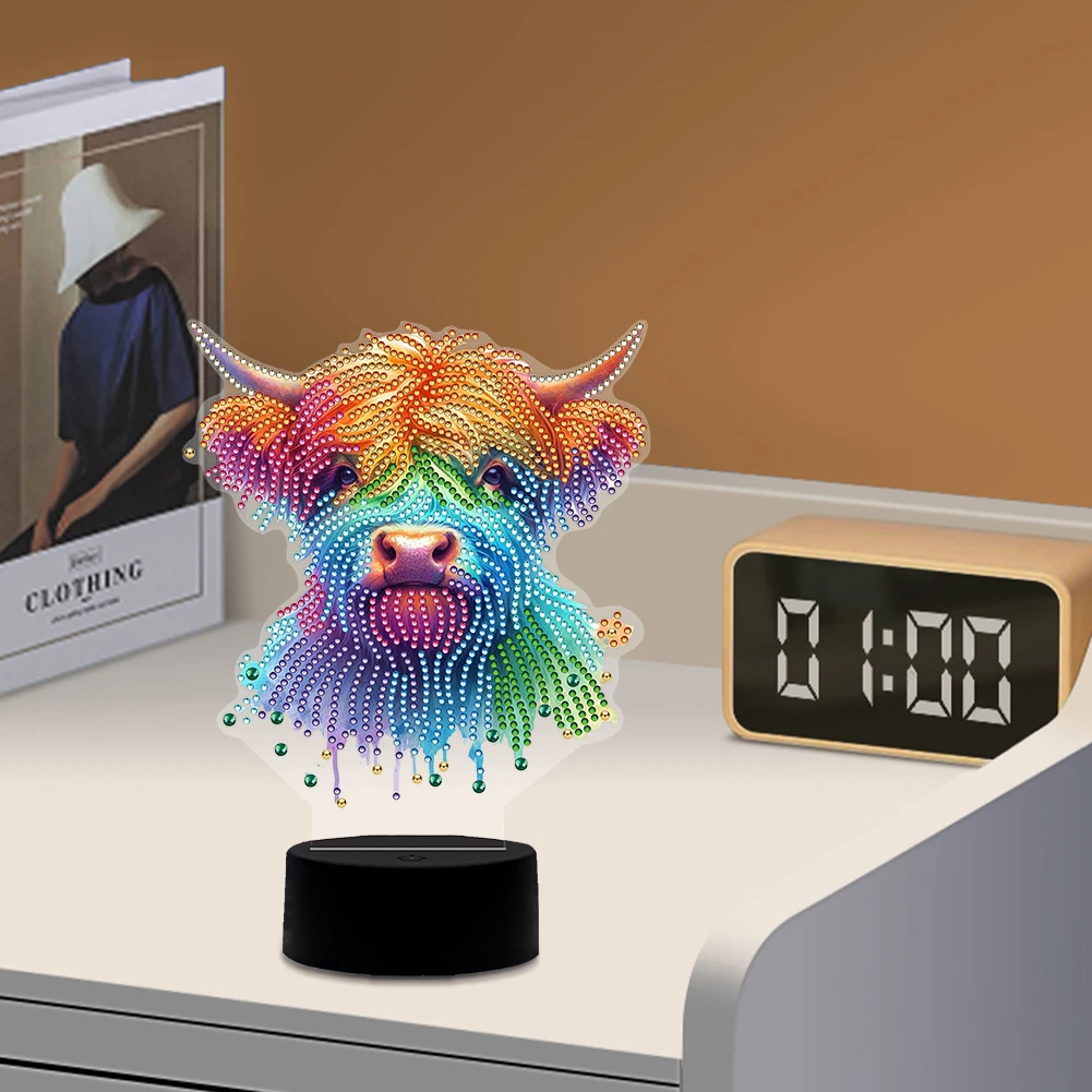 

Animal DIY Diamond Painting Table Lamp Acrylic 5D DIY Diamond Painting LED Light for Bedroom Living Room Home Office